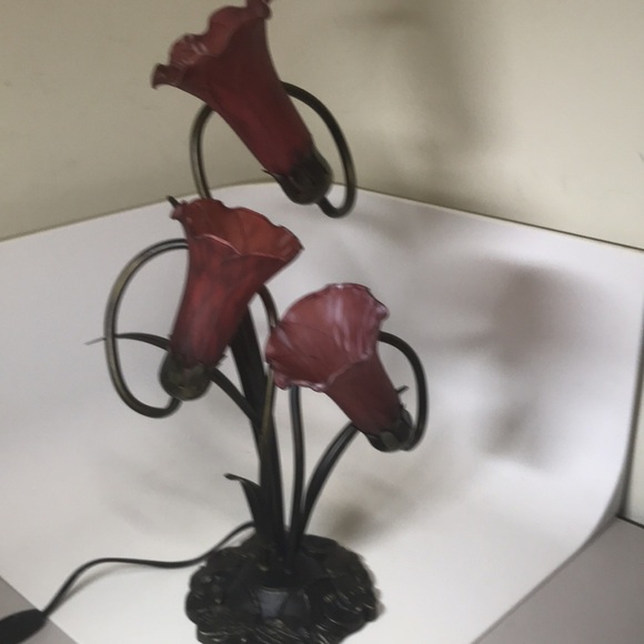 Crimson Tulip Glass Globe Bronze Dragonfly Tiffany Style Lamp New (TL4352c) LLF - Picture 6 of 6